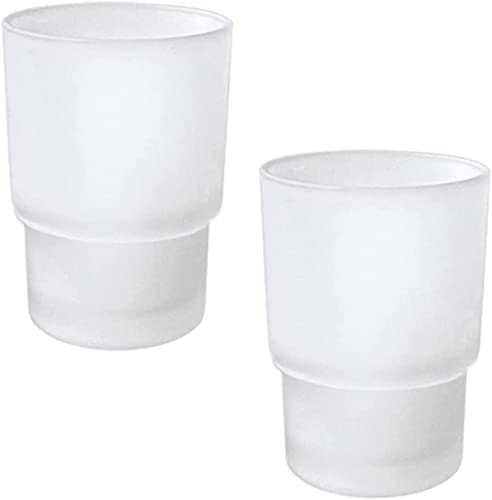 Zahnbürstenhalter-Becher, 2 Stück Ersatz Transparent Glas Milch Tumbler Zahnbürstenbecher für an der Wand Befestigte Zahnbürstenhalter-Becher Universal Mundspülbecher Badzubehör (Matt) von HANQ