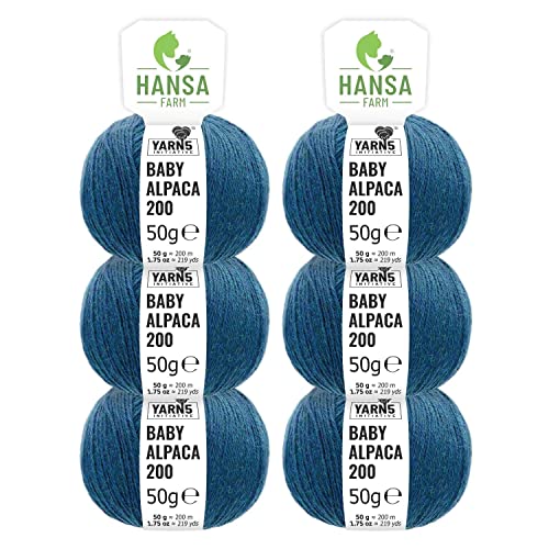 HANSA-FARM | 100% Baby Alpakawolle in 50+ Farben (kratzfrei) - 300g Set (6 x 50g) - weiche Alpaka Wolle zum Stricken & Häkeln in 6 Garnstärken by Hansa-Farm - Deep Ocean Heather (Blau) von HANSA-FARM