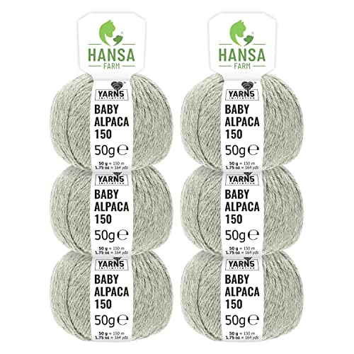 HANSA-FARM | 100% Baby Alpakawolle in 50+ Farben (kratzfrei) - 300g Set (6 x 50g) - weiche Alpaka Wolle zum Stricken & Häkeln in 6 Garnstärken by Hansa-Farm - Silbergrau (Hell-Grau) von HANSA-FARM