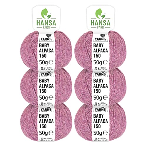 HANSA-FARM | 100% Baby Alpakawolle in 50+ Farben (kratzfrei) - 300g Set (6 x 50g) - weiche Alpaka Wolle zum Stricken & Häkeln in 6 Garnstärken by Hansa-Farm - Beere Heather (Rot-Lila) von HANSA-FARM