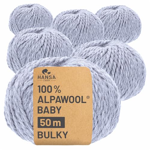HANSA-FARM | 100% Baby Alpakawolle in 50+ Farben (kratzfrei) - 300g Set (6 x 50g) - weiche Alpaka Wolle zum Stricken & Häkeln in 6 Garnstärken by Hansa-Farm - Gletscher Heather (Hell-Blau) von HANSA-FARM