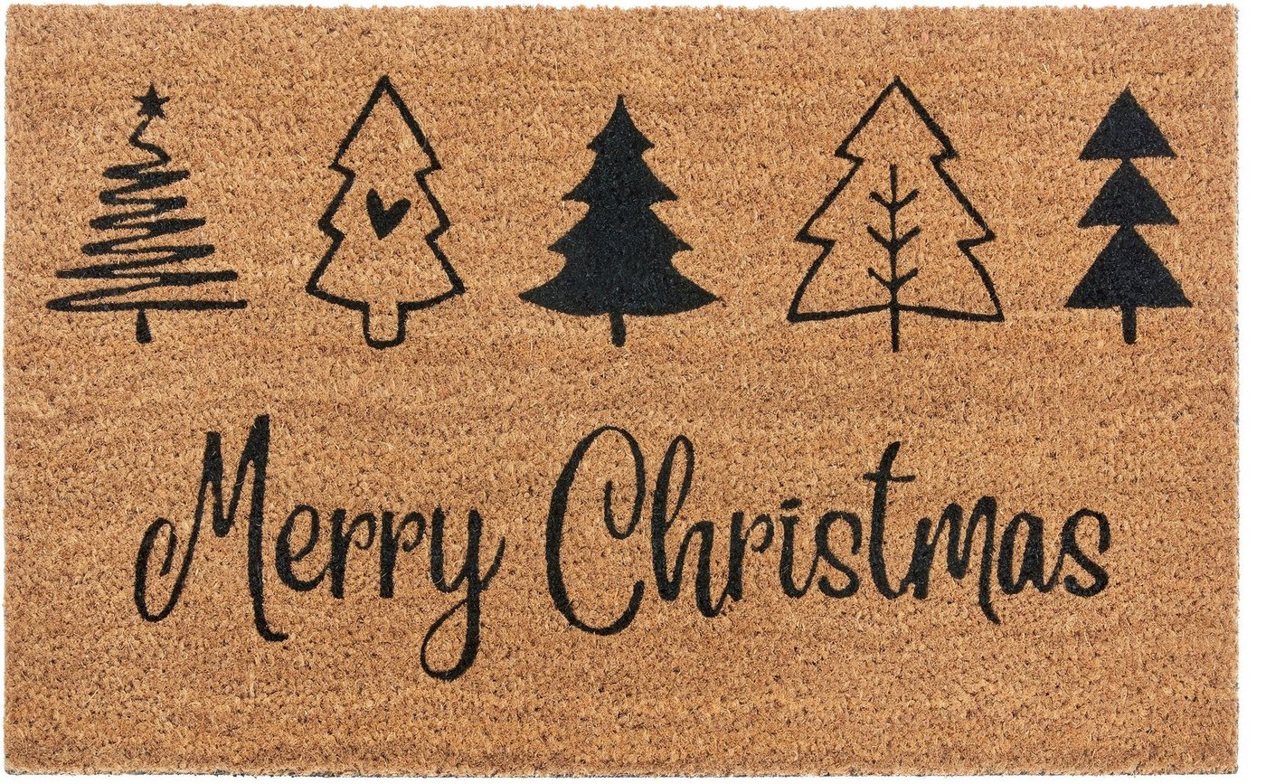 Fußmatte Mix Mats Kokos Christmas Trees, HANSE Home, rechteckig, Höhe: 15 mm, Weihnachten, Schmutzfangmatte, Outdoor, Rutschfest, Innen, Kokosmatte von HANSE Home