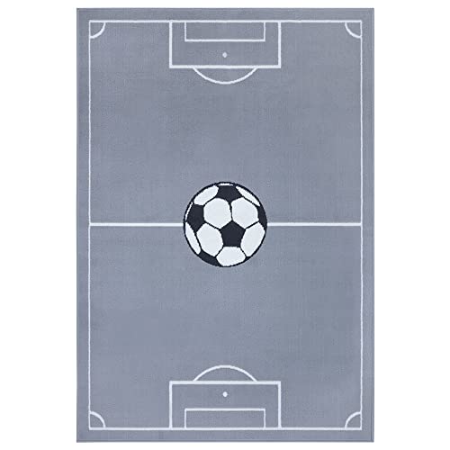 Hanse Home Adventures Kinderteppich Fußball - Kurzflor Teppich Junge Mädchen Spielteppich Modern Spielfeld Fussball Kinder-Teppich für Kinderzimmer, Spielzimmer - 200x290cm, Mouse von Hanse Home