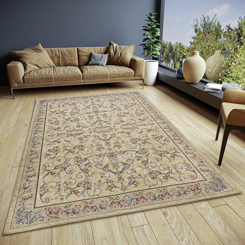 Hanse Home Assia Design Teppich Orientalisch – Flachgewebe Orient Blumen Muster, Anti-Rutsch Unterseite, Klassisch hochwertig gewebt für Wohnzimmer, Schlafzimmer, Esszimmer, Flur – Creme, 150x220cm von Hanse Home