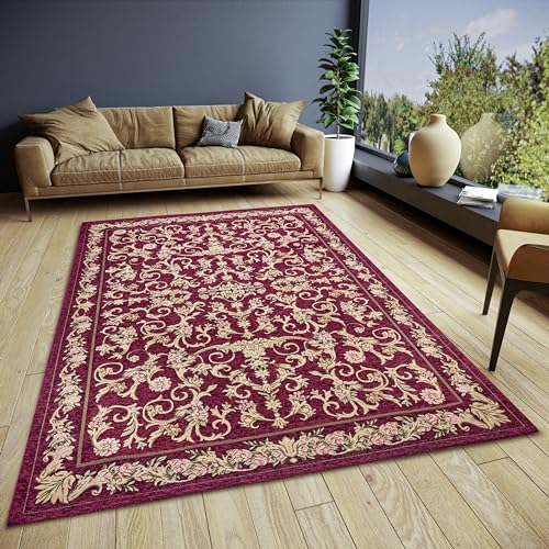 Hanse Home Assia Design Teppich Orientalisch – Flachgewebe Orient Blumen Muster, Anti-Rutsch Unterseite, Klassisch hochwertig gewebt für Wohnzimmer, Schlafzimmer, Esszimmer, Flur – Rot, 120x180cm von Hanse Home