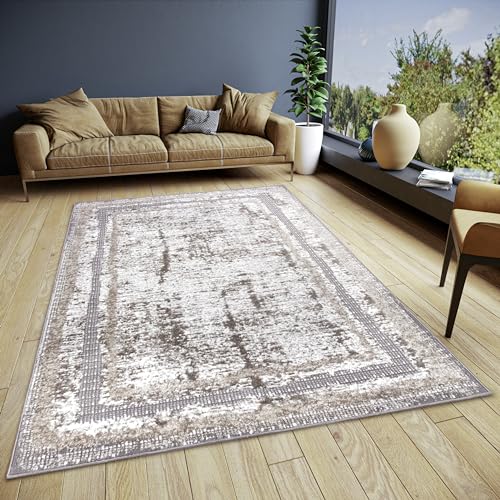 Hanse Home Classic Vintage Teppich – Orientalischer Kurzflor Wohnzimmerteppich im Vintage Look, Orient-Teppich Läufer für Schlafzimmer, Esszimmer, Wohnzimmer, Flur – Weiß Creme Silber, 120x170cm von Hanse Home