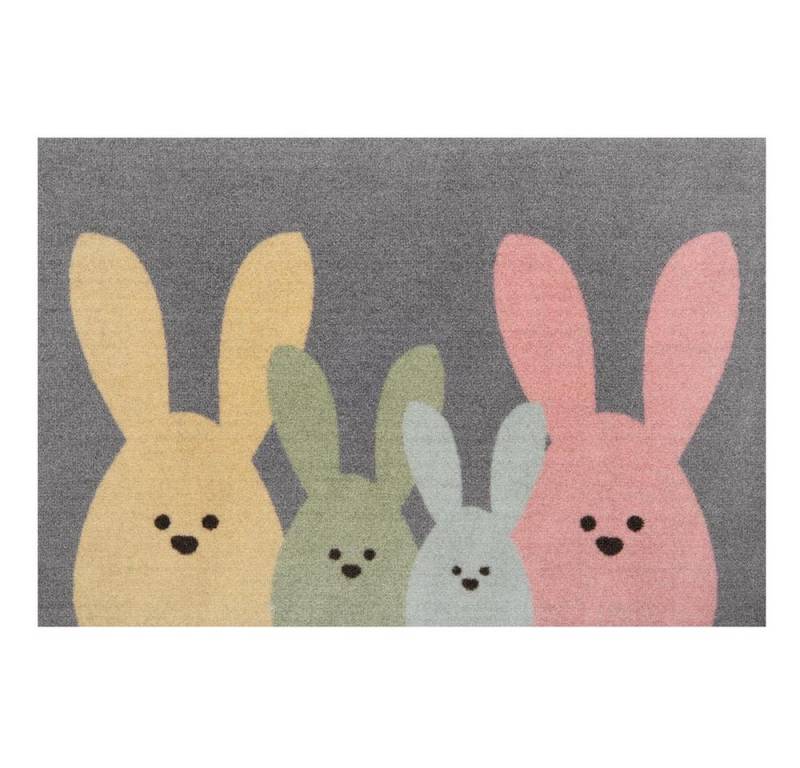 HANSE Home Fußmatte Design Fußmatte Schmutzfangmatte Bunny Family Grau Bunt Oster Deko, rechteckig, Höhe: 7 mm HANSE Home Fußmatte Design Fußmatte Schmutzfangmatte Bunny Family Grau Bunt Oster Deko, rechteckig, Höhe: 7 mm von HANSE Home