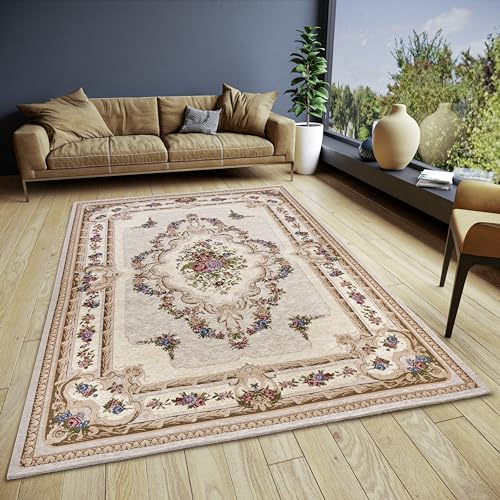 Hanse Home Hafsa Design Teppich Orientalisch – Flachgewebe Orient Blumen Muster, Anti-Rutsch Unterseite, hochwertig gewebt für Wohnzimmer, Schlafzimmer, Esszimmer, Flur – Creme Multifarben, 120x180cm von Hanse Home