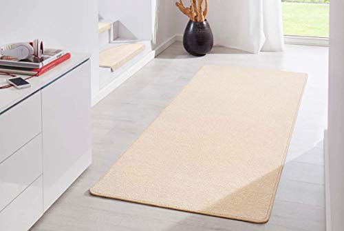 Hanse Home Indoor Teppich Fancy – Wohnzimmerteppich einfarbig Modern Velours Teppich für Esszimmer, Wohnzimmer, Kinderzimmer, Flur, Schlafzimmer, Küche – Beige, 80x200cm von Hanse Home