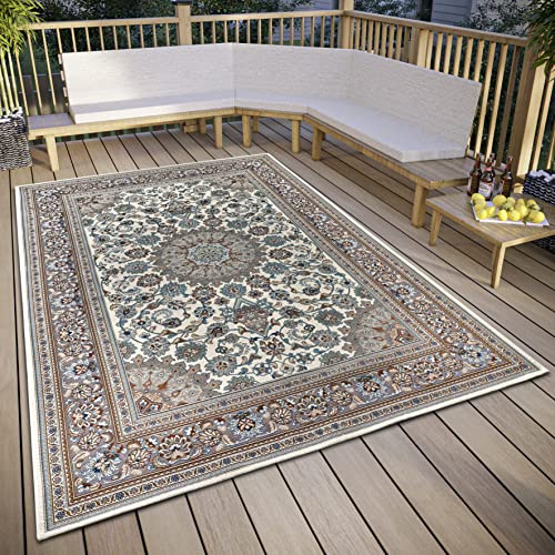 Hanse Home Kadi In- & Outdoor Teppich Orientalisch – Orient Flachgewebe, Orientalisches Design Klassisch, ÖKO-TEX Wetterfest & UV-beständig für Balkon, Terrasse, Garten – Creme Beige, 160x235cm von Hanse Home