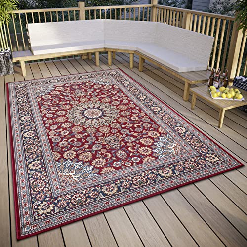 Hanse Home Kadi In- & Outdoor Teppich Orientalisch – Orient Flachgewebe, Orientalisches Design Klassisch, ÖKO-TEX Wetterfest & UV-beständig für Balkon, Terrasse, Garten – Rot Blau, 120x180cm von Hanse Home