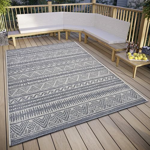 Hanse Home Loto Outdoor Teppich Wetterfest – Modernes Boho Ethno Muster Wasserfest, robuster Aussenteppich Flachgewebe für Garten, Balkon, Terrasse, Wohnzimmer – Beige, 76x150cm von Hanse Home