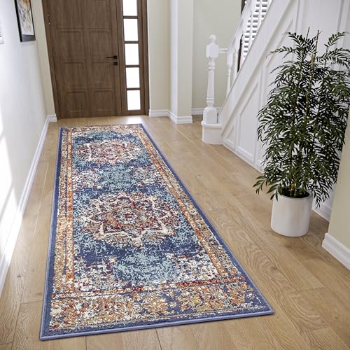 Hanse Home Maderno Orientalischer Teppich – Läufer Orientalisch klassisch dicht gewebt mit Ornamenten Vintage-Look Weicher Kurzflor für Schlafzimmer, Esszimmer, Wohnzimmer, Flur – Blau, 80x240cm von Hanse Home