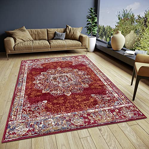 Hanse Home Maderno Orientalischer Teppich – Läufer Orientalisch klassisch dicht gewebt mit Ornamenten Vintage-Look Weicher Kurzflor für Schlafzimmer, Esszimmer, Wohnzimmer, Flur – Rot, 120x170cm von Hanse Home