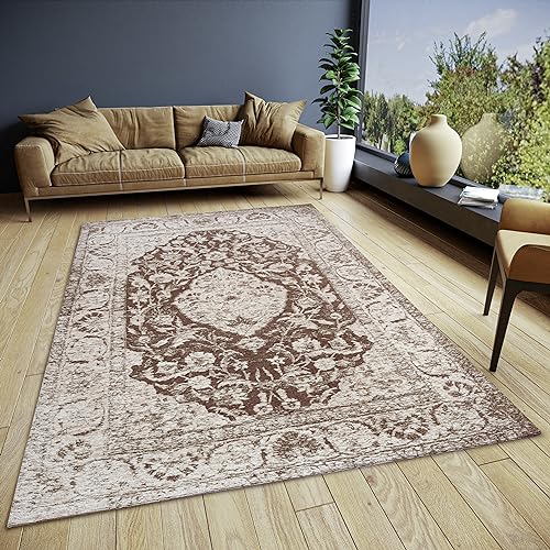 Hanse Home Mahat Orientalischer Teppich – Läufer Orientalisch klassisch gewebt mit Bordüre Vintage-Look, leicht Glänzend Flachgewebe für Schlafzimmer, Esszimmer, Wohnzimmer, Flur – Braun, 160x235cm von Hanse Home