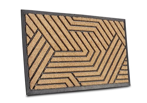 Hanse Home Fußmatte Kokos und Gummi für Innen und Außen - Outdoor Schmutzfangmatte Natur, Kokosmatte Outdoor Streifen Labyrinth, Wetterfest und Rutschfest für Flur, Terrasse, Eingangsbereich - 45x75cm von Hanse Home