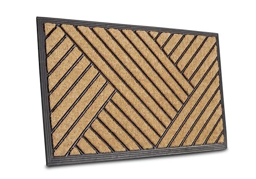 Hanse Home Fußmatte Kokos und Gummi für Innen und Außen - Outdoor Schmutzfangmatte Natur, Kokosmatte Outdoor Streifen Muster, Wetterfest und rutschfest für Flur, Terrasse, Eingangsbereich - 45x75cm von Hanse Home