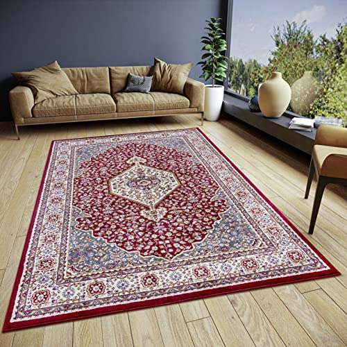 Hanse Home Mochi Orientalischer Teppich – Läufer Orientalisch klassisch dicht gewebt mit Ornamenten Vintage-Look Weicher Kurzflor für Schlafzimmer, Esszimmer, Wohnzimmer, Flur – Rot, 140x200cm von Hanse Home