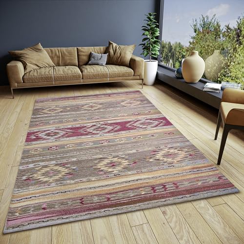 Hanse Home Necla Boho Teppich – Flachgewebe Boho-Style, Anti-Rutsch Unterseite, Vintage Geometrische Muster, hochwertig gewebt für Wohnzimmer, Schlafzimmer, Esszimmer, Flur – Multifarben, 60x90cm von Hanse Home