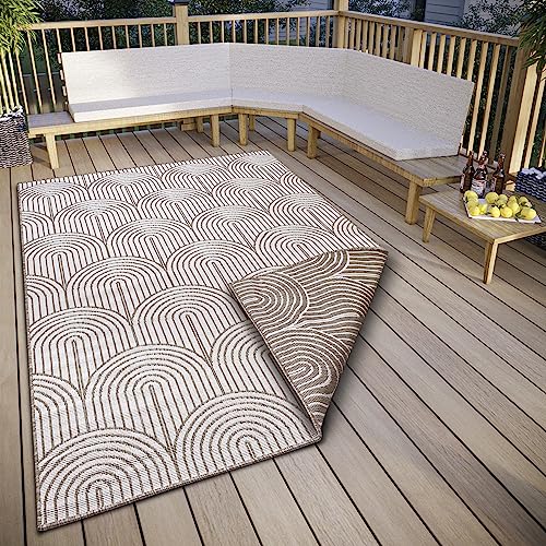 Hanse Home Pangli Outdoor Teppich Wetterfest – Wendeteppich Skandinavischer Boho Style Wasserfest Einfarbig Geometrisch 3D-Effekt für Garten, Balkon, Terrasse, Wohnzimmer – Linen, 160x230cm von Hanse Home