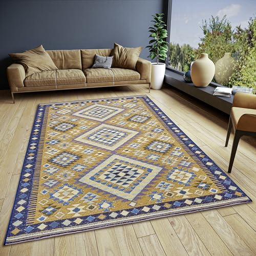 Hanse Home Peso Boho Teppich – Flachgewebe Orientalisch, Anti-Rutsch Unterseite, Boho-Style Geometrische Muster hochwertig gewebt für Wohnzimmer, Schlafzimmer, Esszimmer, Flur – Lila, 120x170cm von Hanse Home