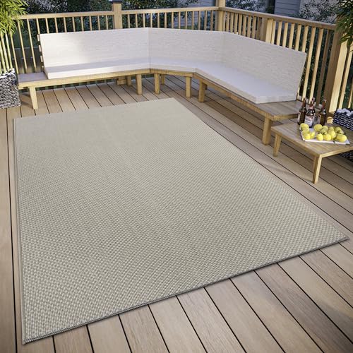 Hanse Home Pure In- & Outdoor Teppich Wetterfest – Modernes Muster, Wasserfest robuster Aussenteppich Flachgewebe für Garten, Balkon, Terrasse, Wohnzimmer –Beige, 115x170cm von Hanse Home