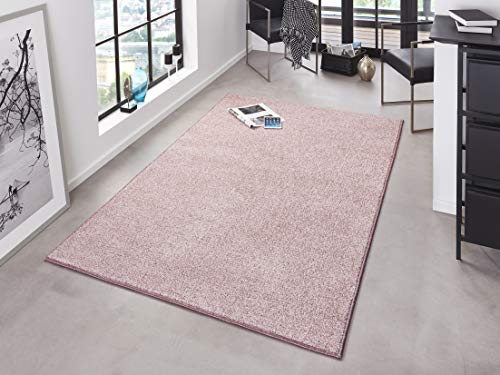 Hanse Home Pure Teppich – Wohnzimmerteppich dichter Kurzflor Robust Schlafzimmerteppich einfarbig Modern für Esszimmer, Wohnzimmer, Kinderzimmer, Flur, Schlafzimmer, Küche – Rosa, 80x150cm von Hanse Home