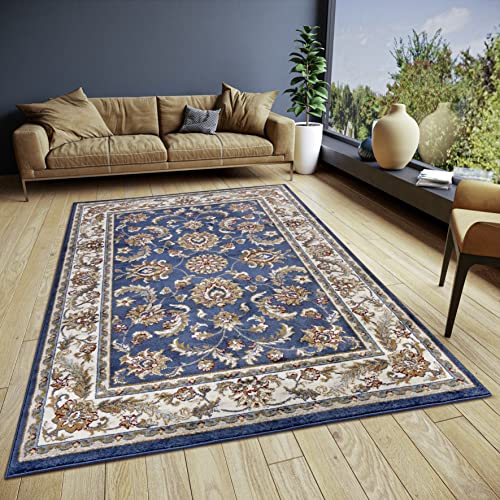 Hanse Home Reni Teppich Orientalisch – Orient Läufer klassisch dicht gewebt mit Ornamenten und Blumenmotiven Weicher Kurzflor für Schlafzimmer, Esszimmer, Wohnzimmer, Flur – Blau Creme, 140x200cm von Hanse Home