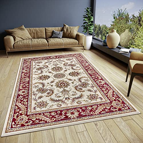 Hanse Home Reni Teppich Orientalisch – Orient Läufer klassisch dicht gewebt mit Ornamenten und Blumenmotiven Weicher Kurzflor für Schlafzimmer, Esszimmer, Wohnzimmer, Flur – Creme Rot, 120x170cm von Hanse Home