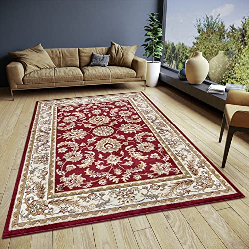 Hanse Home Reni Teppich Orientalisch – Orient Läufer klassisch dicht gewebt mit Ornamenten und Blumenmotiven Weicher Kurzflor für Schlafzimmer, Esszimmer, Wohnzimmer, Flur – Rot Creme, 120x170cm von Hanse Home