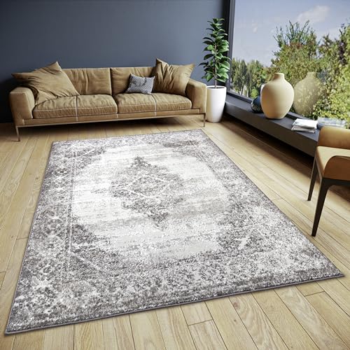 Hanse Home Retro Teppich Orientalisch – Orientalischer Kurzflor Wohnzimmerteppich im Vintage Look, Orient-Teppich Läufer für Schlafzimmer, Esszimmer, Wohnzimmer, Flur, Küche – Creme Schwarz, 67x120cm von Hanse Home