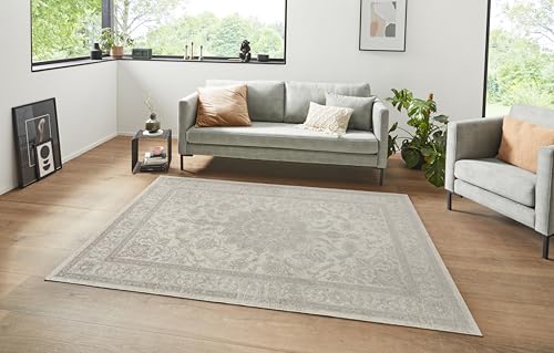 Hanse Home Samt Teppich Orient Täbris Bordüre Ornamente klassisch, Größe:160x230 cm, Farbe:Creme/Anthrazit von Hanse Home