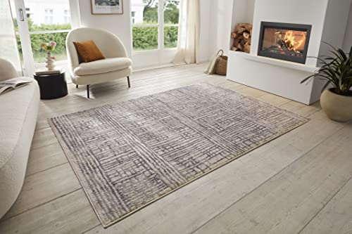 Hanse Home Sole Teppich Wohnzimmer – Kurzflor Modern Abstrakt Meliert Used Look im Vintage Stil, ÖKO-TEX Wohnzimmerteppich für Esszimmer, Kinderzimmer, Jugendzimmer, Flur – Creme Grau, 160x235cm von Hanse Home