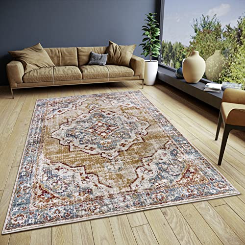 Hanse Home Strozzi Teppich Orientalisch– Orient Läufer klassisch dicht gewebt mit Ornamenten Vintage-Look Weicher Kurzflor für Schlafzimmer, Esszimmer, Wohnzimmer – Beige Blau, 160x235cm von Hanse Home