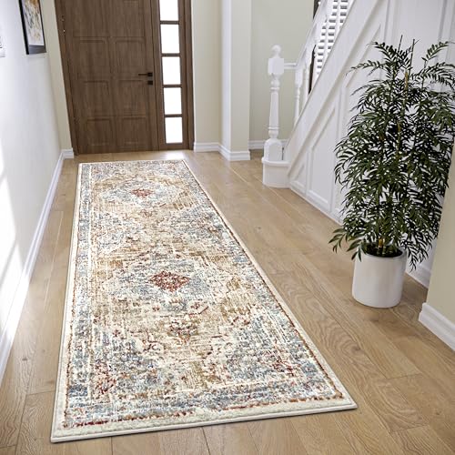 Hanse Home Strozzi Teppich Orientalisch– Orient Läufer klassisch dicht gewebt mit Ornamenten Vintage-Look Weicher Kurzflor für Schlafzimmer, Esszimmer, Wohnzimmer – Beige Blau, 80x240cm von Hanse Home