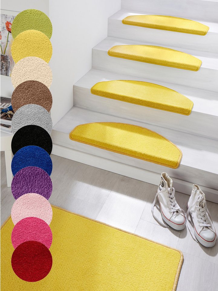 HANSE Home Stufenmatte Fancy, halbrund, Höhe: 7 mm, 15 Stück, Treppenmatten, Selbstklebend, Stufenteppich, Treppenstufen HANSE Home Stufenmatte Fancy, halbrund, Höhe: 7 mm, 15 Stück, Treppenmatten, Selbstklebend, Stufenteppich, Treppenstufen von HANSE Home