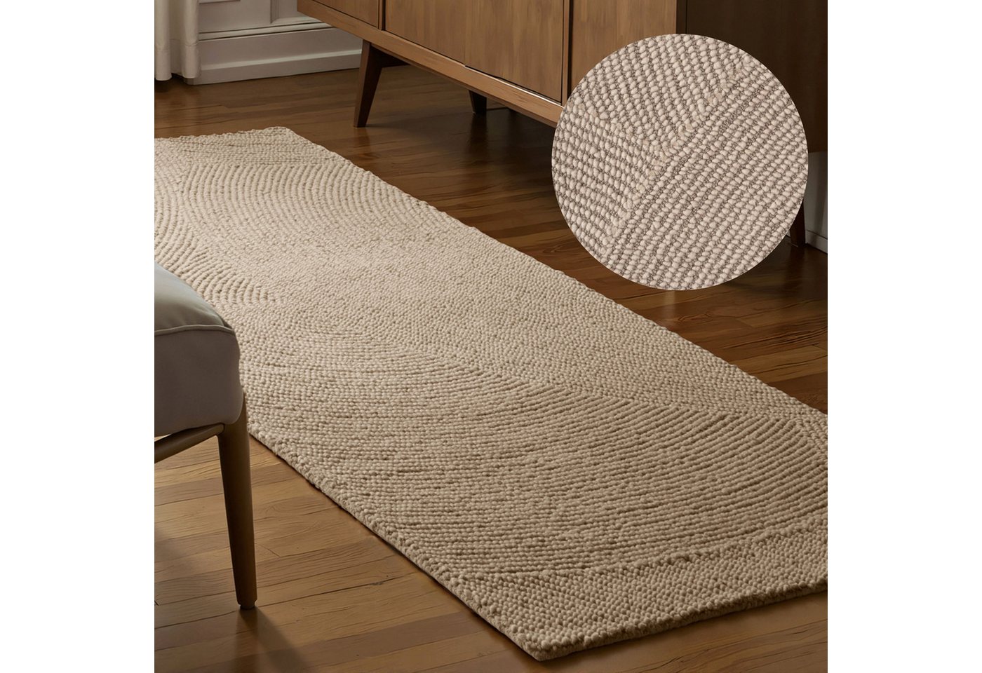 HANSE Home Wollteppich Eleni, rechteckig, Höhe: 18 mm, Handgetuftet, Wolle, Natur, Wohnzimmer, Schlafzimmer, Skandi, Hygge von HANSE Home
