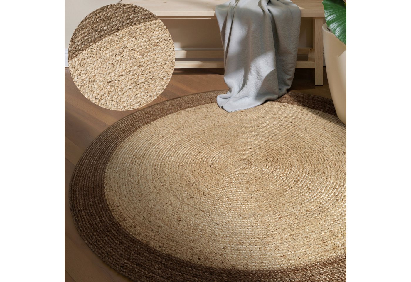HANSE Home Teppich Jutta Juteteppich, rund, Höhe: 9 mm, 100% Jutefaser, Natur, Wohnzimmer, Esszimmer, Flur, Boho, Skandi HANSE Home Teppich Jutta Juteteppich, rund, Höhe: 9 mm, 100% Jutefaser, Natur, Wohnzimmer, Esszimmer, Flur, Boho, Skandi von HANSE Home