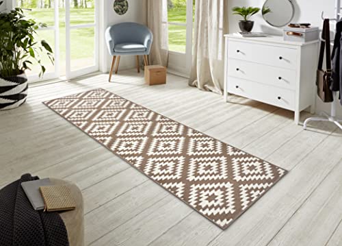 Hanse Home Teppich Läufer Nordic 80x300cm – Teppichläufer Weicher Kurzflor Teppich Modern Raute Design Läufer für Flur, Schlafzimmer, Kinderzimmer, Badezimmer, Wohnzimmer, Küche Dekoläufer– Taupe von Hanse Home