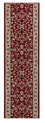 Hanse Home Teppich Läufer Vintage 80x200cm – Teppichläufer Weicher Kurzflor Teppich Retro Vintage Design Läufer für Flur, Schlafzimmer, Kinderzimmer, Badezimmer, Wohnzimmer, Küche Dekoläufer – Rot von Hanse Home