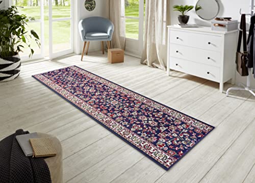 Hanse Home Teppich Läufer Vintage 80x350cm – Teppichläufer Weicher Kurzflor Teppich Retro Vintage Design Läufer für Flur, Schlafzimmer, Kinderzimmer, Badezimmer, Wohnzimmer, Küche Dekoläufer – Navy von Hanse Home