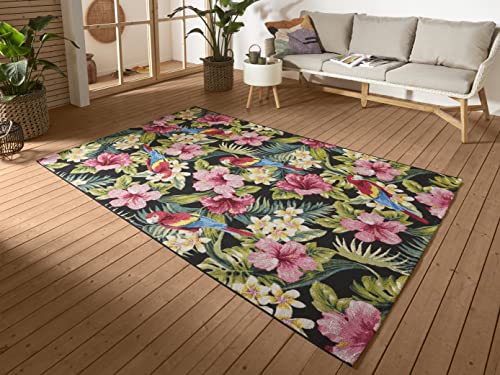 Hanse Home Tropical Feeling In- & Outdoor Teppich – Flachgewebe Jungel Blumen Flower Florales Design, ÖKO-TEX Wetterfest & UV-beständig für Balkon, Terrasse, Garten, Wohnzimmer – Bunt, 120x180cm von Hanse Home