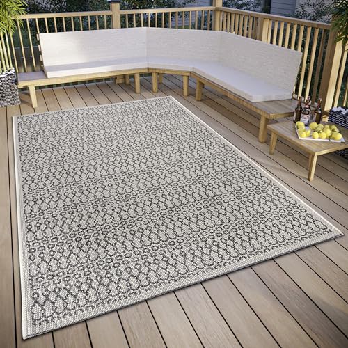 Hanse Home Vanti In- & Outdoor Teppich Wetterfest – Modernes Muster, Wasserfest robuster Aussenteppich Flachgewebe für Garten, Balkon, Terrasse, Wohnzimmer – Beige Grau, 115x170 von Hanse Home