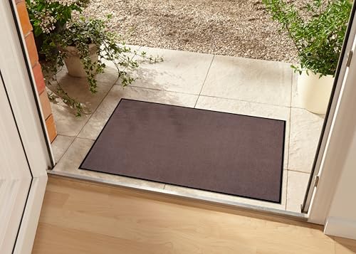 Hanse Home Waschbare In- & Outdoor Fußmatte Uni einfarbig Fußabtreter Schmutzfangmatte Türmatte Schmutzfänger Eingangsteppich Anti-Rutsch Größen, 80x120 cm, Braun von Hanse Home