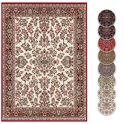 Hanse Home Design Kurzflor Wohnzimmerteppich Orient - Zabul Perser Look, Orientalischer Teppich für Esszimmer, Wohnzimmer, Schlafzimmer - Creme/Rot, 120x160 cm von Hanse Home