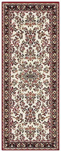 Hanse Home Design Kurzflor Wohnzimmerteppich Orient - Zabul Perser Look, Orientalischer Teppich für Esszimmer, Wohnzimmer, Schlafzimmer - Creme/Rot, 80x250 cm von Hanse Home