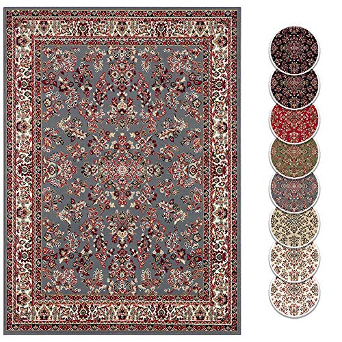 Hanse Home Design Kurzflor Wohnzimmerteppich Orient - Zabul Perser Look, Orientalischer Teppich für Esszimmer, Wohnzimmer, Schlafzimmer - Grau, 180x260 cm von Hanse Home