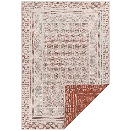 Hanse Home Flachgewebe Wendeteppich Frame für In- & Outdoor (100% Polypropylen, UV- und Witterungsbeständig, Fußbodenheizung geeignet), 80x150 cm, Terracotta/Creme von Hanse Home