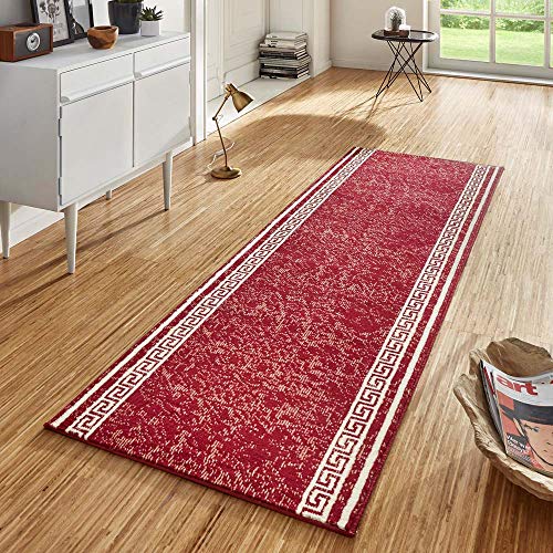 Hanse Home Teppich Läufer Casa 80x200cm – Teppichläufer Weicher Kurzflor Teppich Modernes Design Läufer für Flur, Schlafzimmer, Kinderzimmer, Badezimmer, Wohnzimmer, Küche Dekoläufer – Rot von Hanse Home