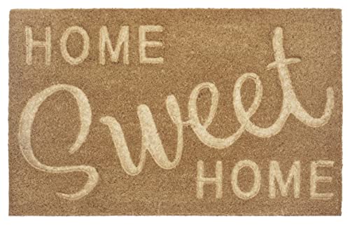 Hanse Home Kokos Fußmatte für Innen 45x75cm – Fussmatte Kokosmatte Schmutzfangmatte Home Sweet Home Design, rutschfest für Eingangsbereich & überdachten Außenbereich – Natur von Hanse Home
